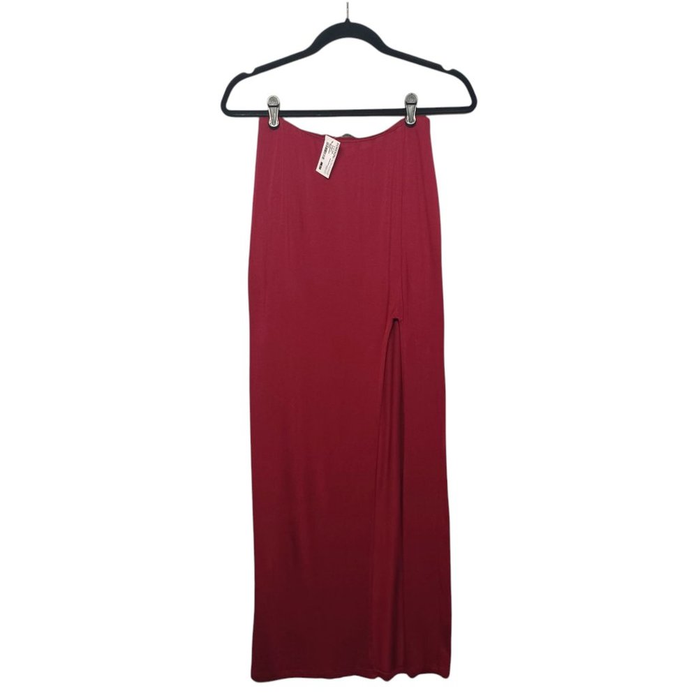 FOREIGN EXCHANGE Skirt Small Maxi NWT Burgundy Red Slit Stretchy Goth Summer